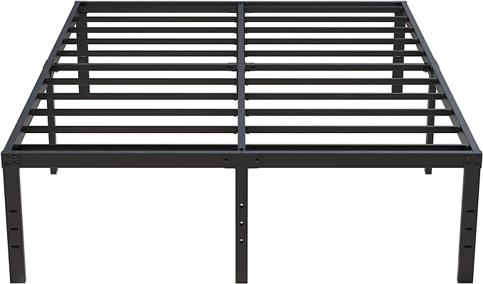 18 Inch King Bed Frame Heavy Duty Metal Platform King Size Bed Frames with High Storage, Eassy Assembly 3,500 Lbs Heavy Duty Bedframes, Black