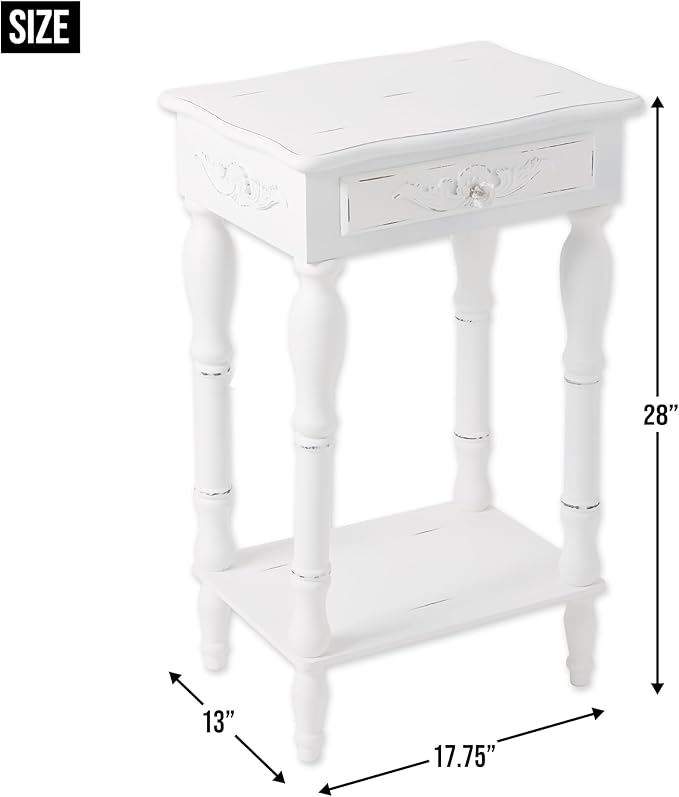 Carved White Side Table