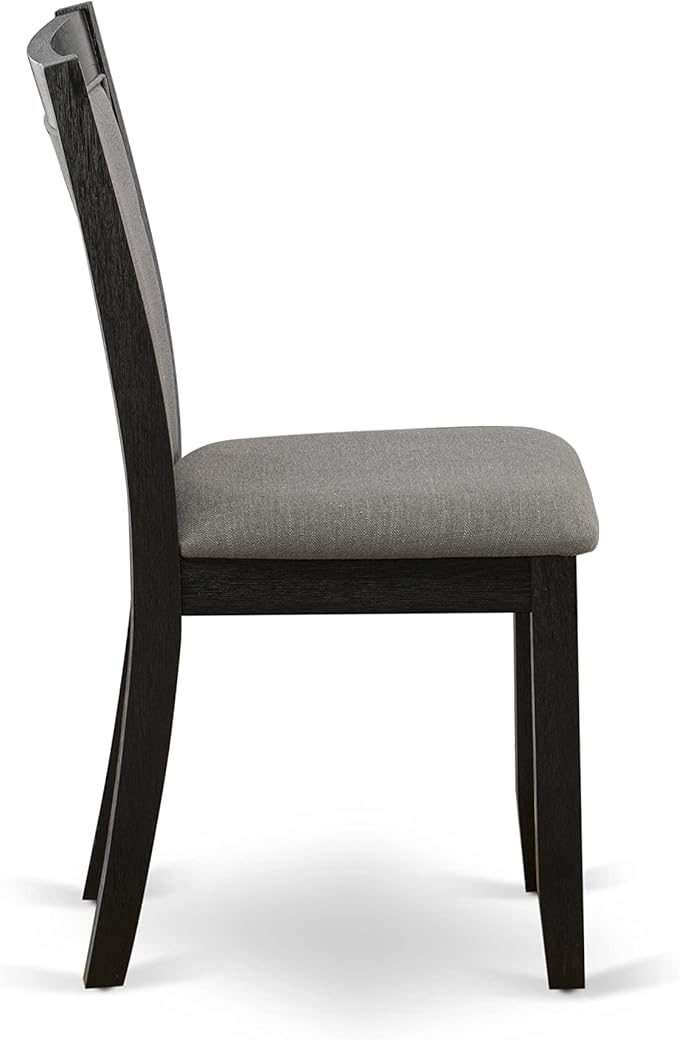 East West Furniture X677MZ650-6 6 Piece Kitchen Table Set Contains a Rectangle Dining Table and 4 Dark Gotham Grey Linen Fabric Parson Chairs with a Bench, 40x72 Inch, Multi-Color