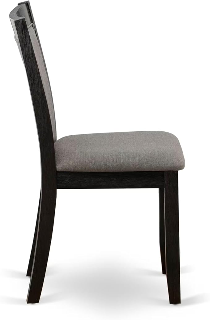 East West Furniture V677MZ650-7 7 Piece Dining Room Set Consist of a Rectangle Dining Table with V-Legs and 6 Dark Gotham Grey Linen Fabric Upholstered Chairs, 40x72 Inch, Multi-Color