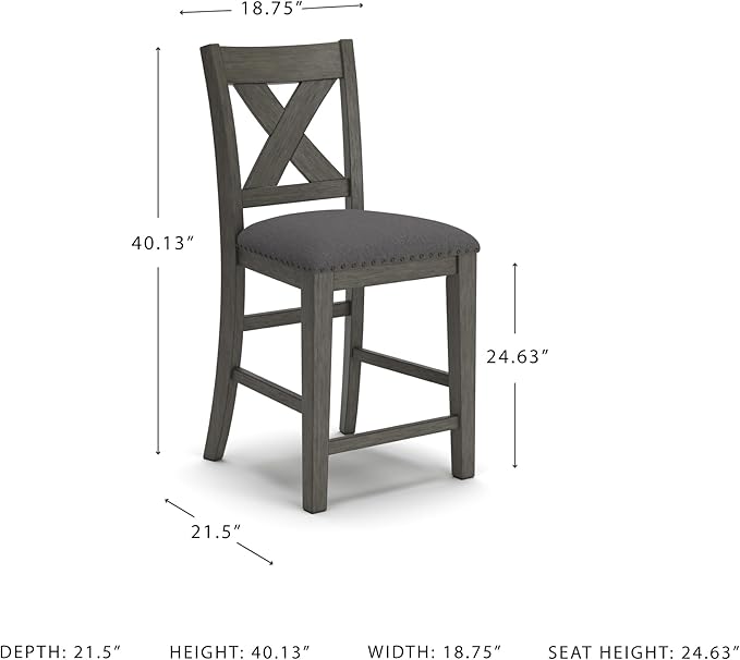 Signature Design by Ashley Caitbrook Rustic 24.63" Counter Height Upholstered Barstool, Set of 2, Gray