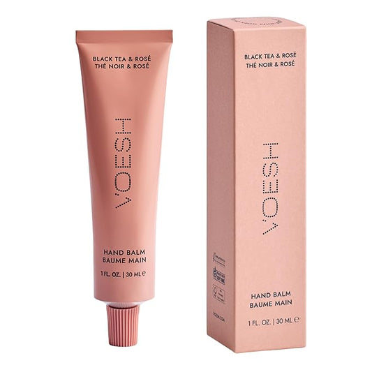 VOESH Vegan Hand Balm Black Tea & Rosé 1 oz – K-Beauty Korean Skincare Hand Cream for Dry Hands – Non-Greasy Fast-Absorbing Moisturizer with Turmeric Mango Butter and Squalane – Travel Size