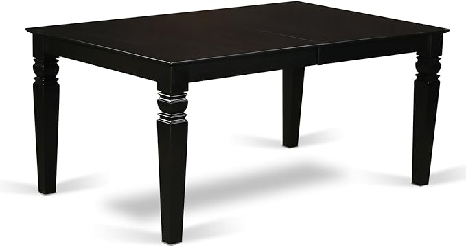 East West Furniture LGDU5-BLK-W 5 Piece Dining Set Includes a Rectangle Dining Table with Butterfly Leaf and 4 Kitchen Chairs, 42x84 Inch, Black