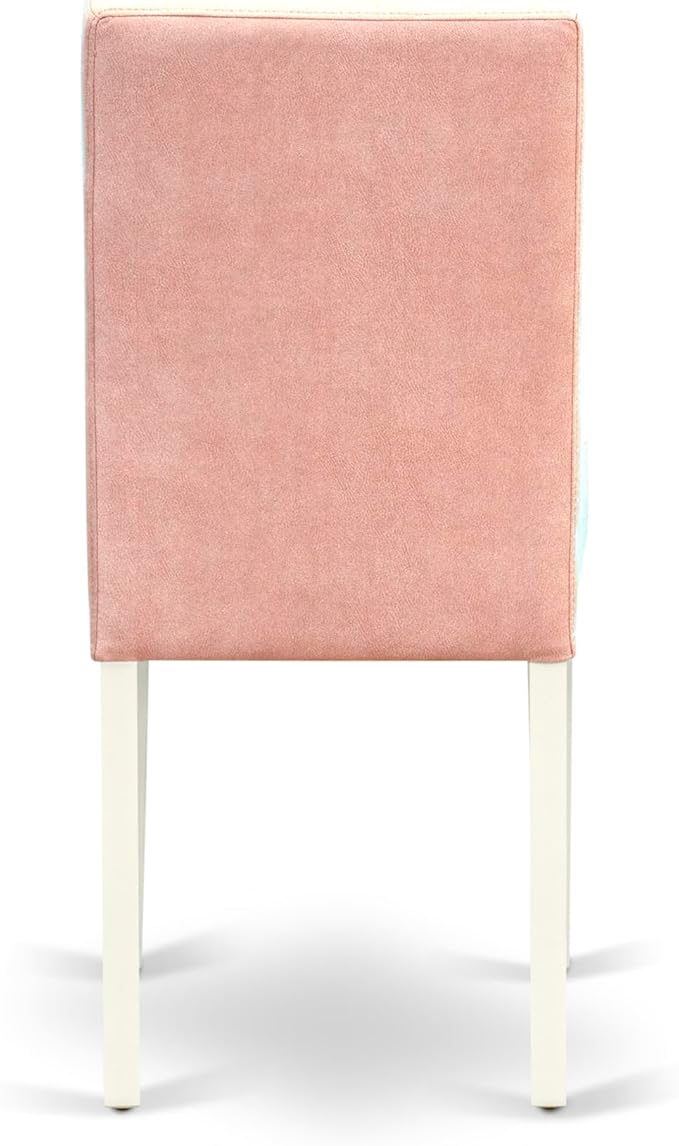 East West Furniture VAAS5-LWH-42 5 Piece Mid-Century Dining Table Set Includes A Wood Table and 4 Beige Red Polyester Fabric Padded Chairs with Stylish Back- Linen White Finish