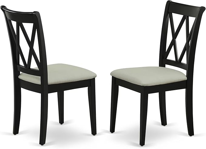East West Furniture DUCL5-BLK-C 5 Piece Kitchen Table & Chairs Set Includes a Rectangle Dining Table and 4 Linen Fabric Dining Room Chairs, 36x60 Inch, Black