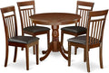 East West Furniture ANCA5-MAH-LC 5 Piece Dining Table Set for 4 Includes a Round Kitchen Table with Pedestal and 4 Faux Leather Dining Room Chairs, 36x36 Inch, Mahogany