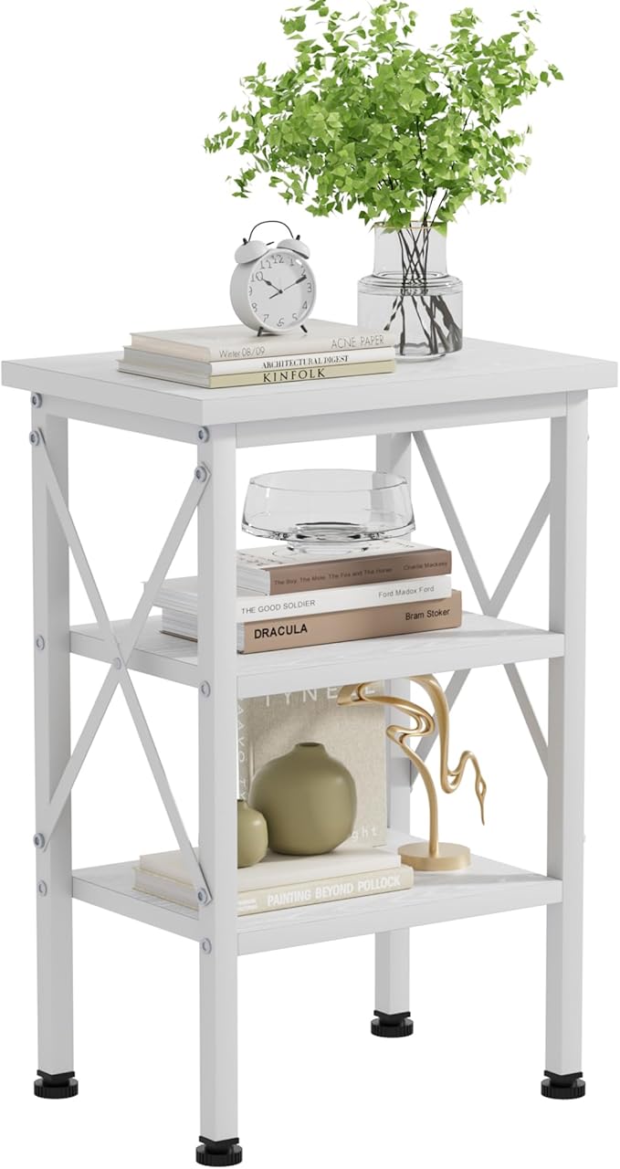 VECELO Modern Nightstands X-Design Side End Table Night Stand with Storage Shelf for Bedroom,Living Room,
