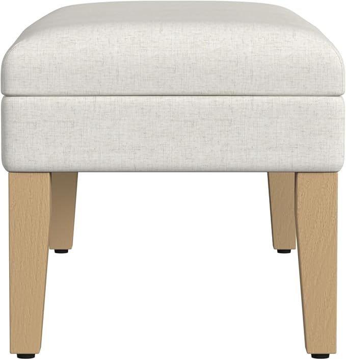 HomePop Home Decor | Upholstered Decorative Storage Ottoman Bench | Ottoman Bench with Storage for Living Room & Bedroom | Decorative Home Furniture, Cream Textured Woven