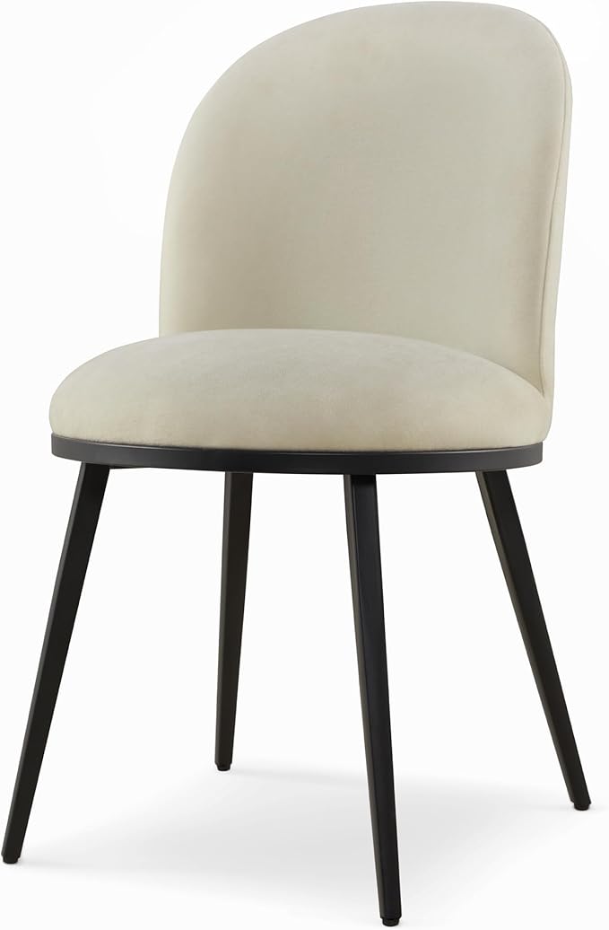 Dining Chairs Set of 4, Fabric Upholstered Dining Room Chairs with Ergonomic Backrest & Metal Legs, Modern Kitchen Side Chairs for Home, Restaurant, and Café, Sand, 2 Boxs