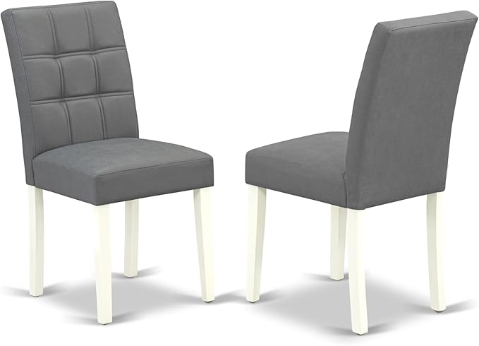 East West Furniture VAAS5-LWH-41 5 Piece Dining Table Set consists A Modern Dinner Table and 4 Platinum Gray Polyester Fabric Mid-Century Chairs with Stylish Back- Linen White Finish