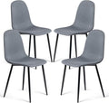FurnitureR Dining Chairs Set of 4, Fabric Comfy Seat Armless Side Chairs with Metal Legs for Home Kitchen Dining Room Reception Room, Slubbed Grey