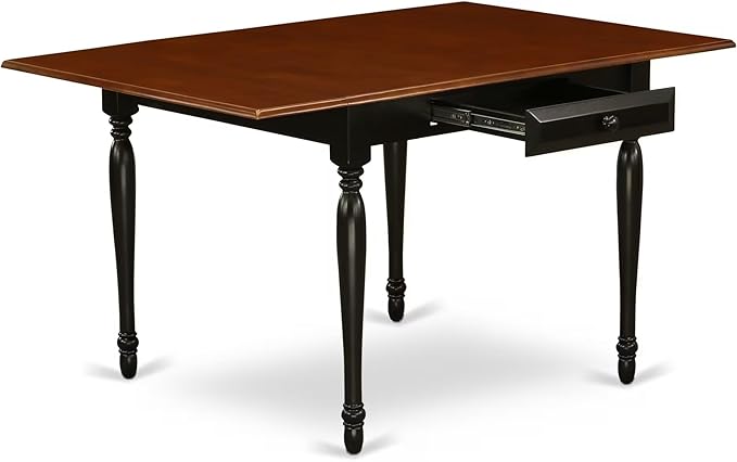 East West Furniture MZAV3-BCH-W 3 Piece Dinette Set for Small Spaces Contains a Rectangle Dining Table with Dropleaf and 2 Kitchen Dining Chairs, 36x54 Inch, Black & Cherry