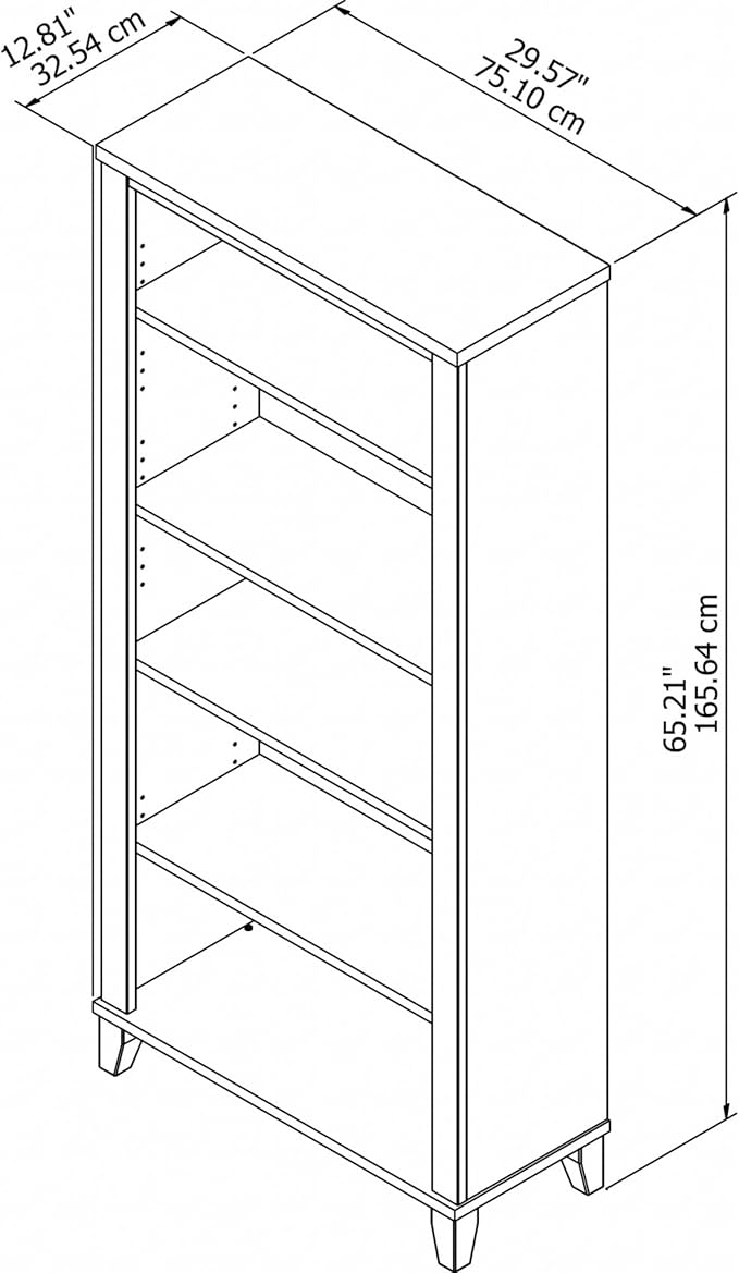 Bush Furniture Somerset 5 Shelf Bookcase in Mocha Cherry, Tall Bookshelf, Large Book Shelf for Living Room, Home Office, or Entryway