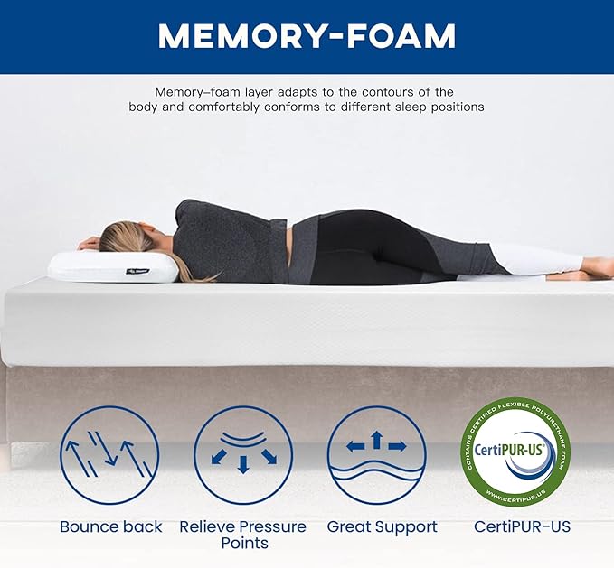 FDW | 14 Inch Full Mattress | Medium Firm | Gel Memory Foam Mattress | White | Bed in a Box, CertiPUR-US Certified | Pressure Relief, Cooling Ventilated Foam | Washable Removable Cover