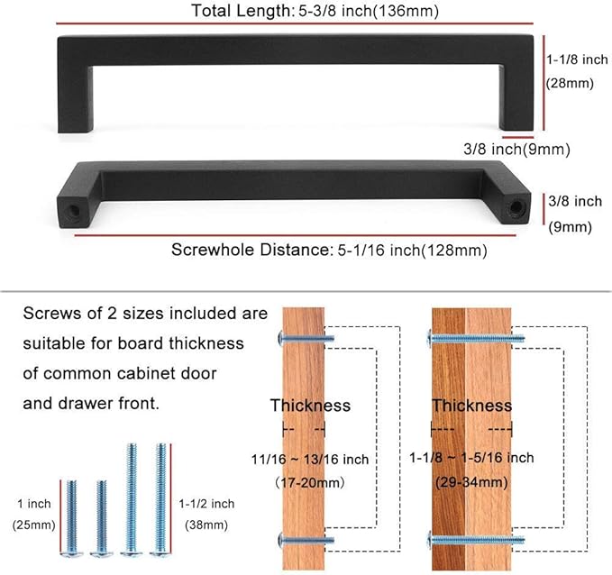 KOOFIZO Solid Square Bronze Kitchen Cabinet Handles Oil Rubbed Bronze Cabinet Pulls, 5 Pack 5 Inch Bronze Hardware for Kitchen Cabinets Drawers Dresser Cupboard Bedroom Bathroom