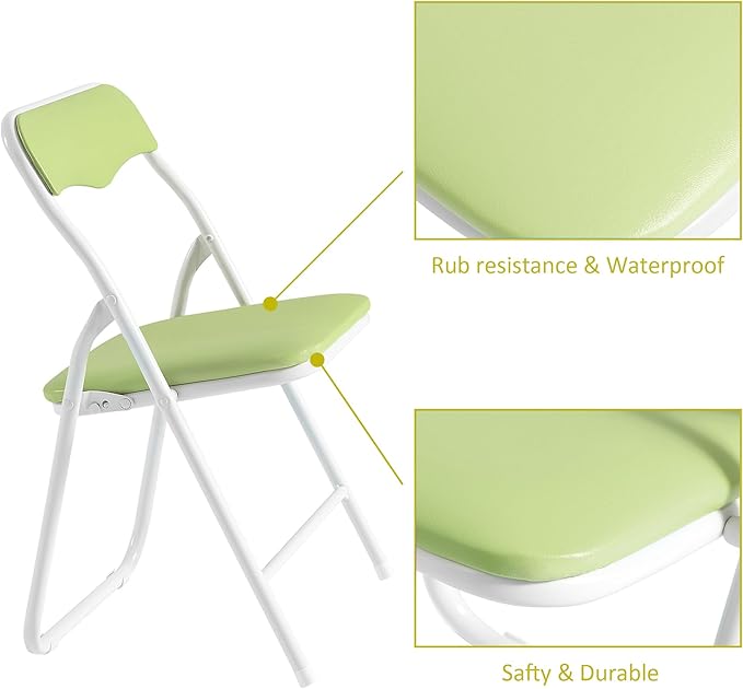 VECELO Kids Folding Activity Table and Chair Set, with Ultra Soft Padded Cushion, 5 Piece, Sage Green
