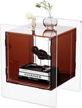 Acrylic Nightstand Colorful Bedside Table with Open Storage Shelf,Clear Side Table for Living Room (1, Dark Brown)