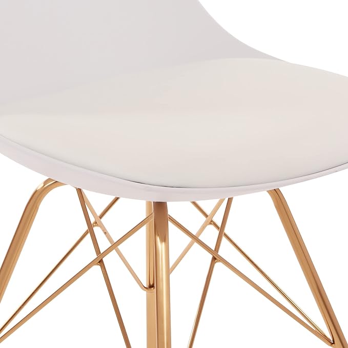 OSP Home Furnishings Oakley Mid-Century Modern Bucket Chair, Faux Leather,White