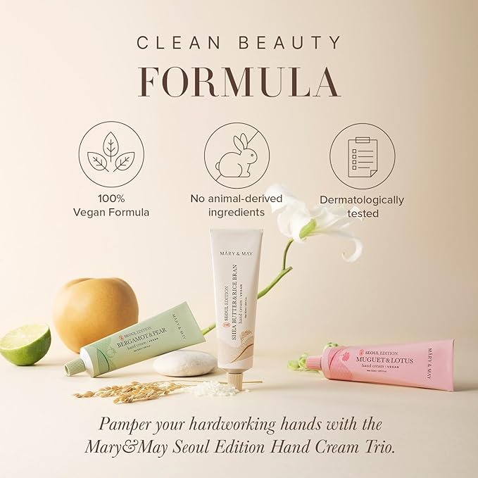 Mary&May SEOUL EDITION Bergamot & Pear Refreshing Hand Cream - Korean Moisturizing Vegan Hand Moisturizer - Refreshing Citrus Scent - Non Greasy Light Gel Cream Texture, 1.69oz.