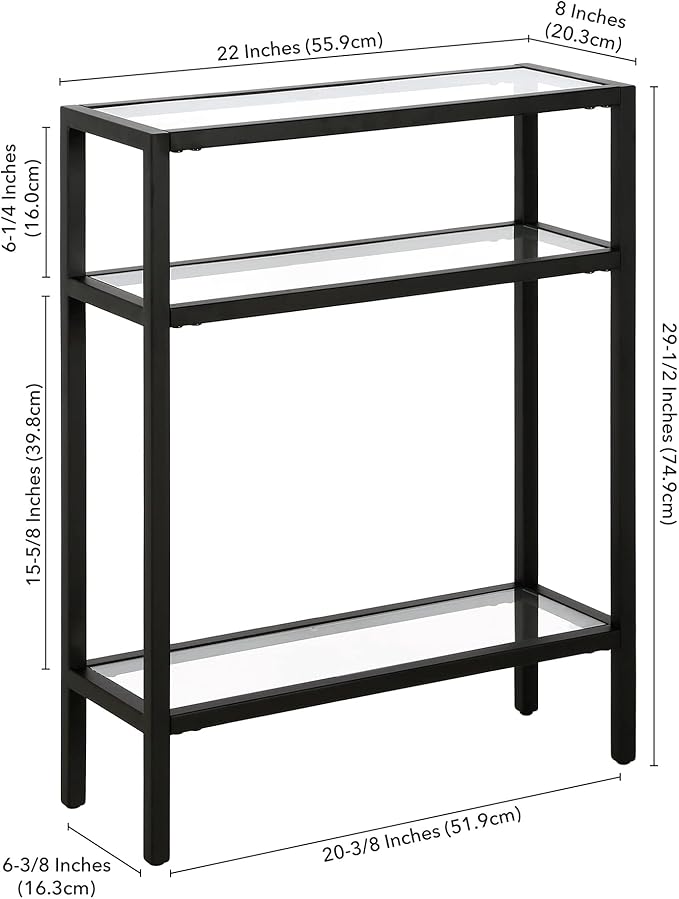Henn&Hart 22" Wide Rectangular Console Table in Blackened Bronze, Entryway Table, Accent Table for Living Room, Hallway