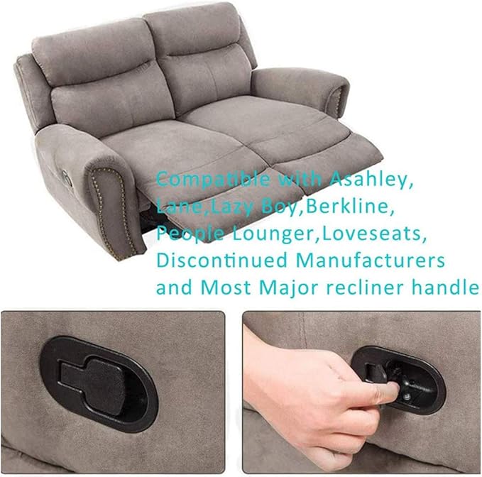 2Pcs Metal Recliner Handle Replacement Parts with Cable, Universal Sofa Chair Couch Release Lever Pull Handle, Fits Ashley and Most Recliner Sofa Brand, Exposed Cable Length 4.9"