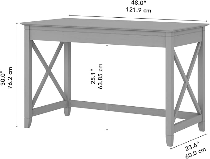 Bush Furniture Key West 48W Writing Desk in Cape Cod Gray