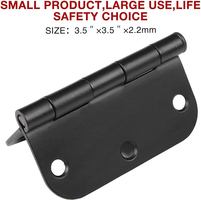 TDCHINGES 30 Pack Rounded Matte Black Door Hinges 3.5 Inch 5/8" Radius Interior 3 1/2 Inch Flat Iron Bifold Easy Installation Standard Hinge No Squeak,Bedroom Indoor for Doors 3 ½" Hardware Controls