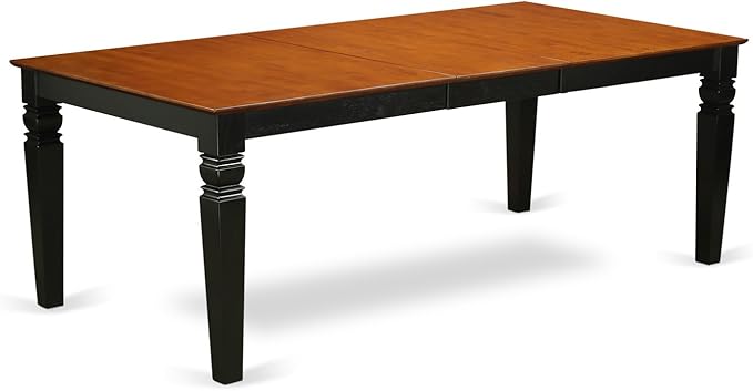 East West Furniture LGAN7-BCH-W 7 Piece Dining Set Consist of a Rectangle Dining Table with Butterfly Leaf and 6 Kitchen Chairs, 42x84 Inch, Black & Cherry