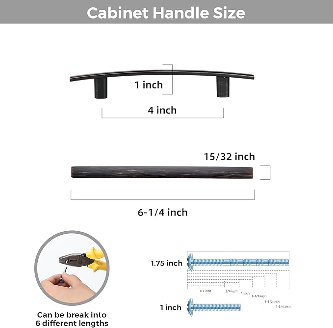 30 Pack Cabinet Handles 4" Hole Center - Curved Cabinet Pulls Oil Rubbed Bronze Drawer Pulls for Kitchen Cupboard Solid Hardware for Dresser Drawer Arch Hardware