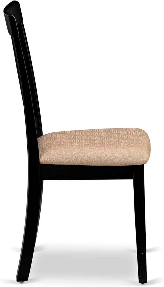East West Furniture SUAN5-BCH-C 5 Piece Kitchen Table & Chairs Set Includes a Round Dining Table with Dropleaf & Shelves and 4 Linen Fabric Dining Room Chairs, 42x42 Inch, Black & Cherry