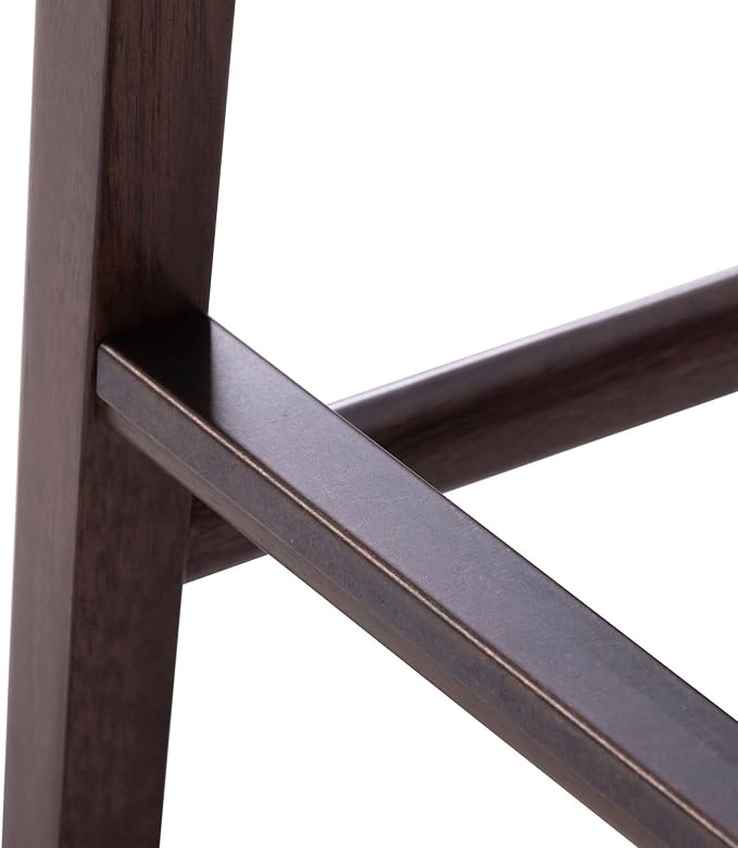 Plank+Beam Smythe Bar Stool, 30", Set of 4, Sturdy Wood Modern Kitchen Bar Height Stool, Saddle Seat Backless Bar Chair, Metal Footrest, Walnut