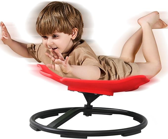 Autism Sensory Spinning Swivel Chair for Autistic Kids, 360° Spin Seat Toy for Children with Autism & ADHD, Sit and Spin Sensory Chair for Balance and Motion Training, Sensory Toys for Kids (Red)