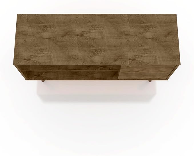 Manhattan Comfort Liberty Mid Century Modern TV Stand for Televisions up to 46 Inches, Bedroom and Living Room Entertainment Center with Storage, Shelves, and Cabinet, 43" Wide, Rustic Brown