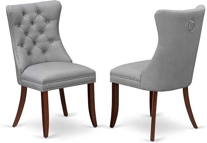 East West Furniture DODA9-MAH-27 9 Piece Dining Set Includes a Rectangle Kitchen Table with Butterfly Leaf and 8 Polyester Fabric Upholstered Chairs, 42x78 Inch, Mahogany