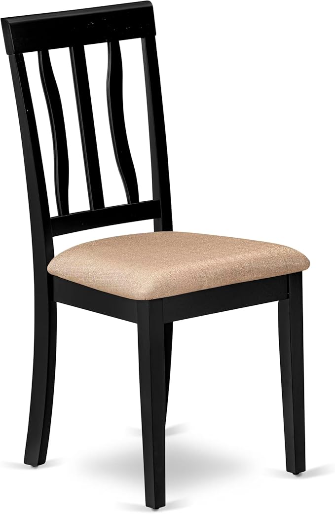East West Furniture LGAN7-BCH-C 7 Piece Dining Table Set Consist of a Rectangle Wooden Table with Butterfly Leaf and 6 Linen Fabric Dining Room Chairs, 42x84 Inch, Black & Cherry