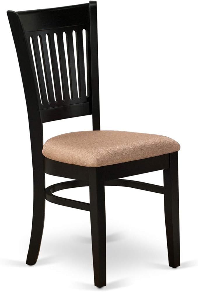 East West Furniture DLVA5-BLK-C 5 Piece Dining Table Set for 4 Includes a Round Kitchen Table with Dropleaf and 4 Linen Fabric Upholstered Dinette Chairs, 42x42 Inch, Black