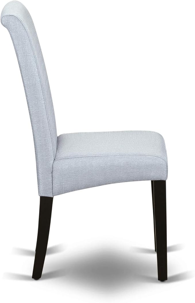 East West Furniture LGBA9-BLK-05 9 Piece Dining Room Furniture Set Includes a Rectangle Wooden Table with Butterfly Leaf and 8 Grey Linen Fabric Parsons Chairs, 42x84 Inch, Black
