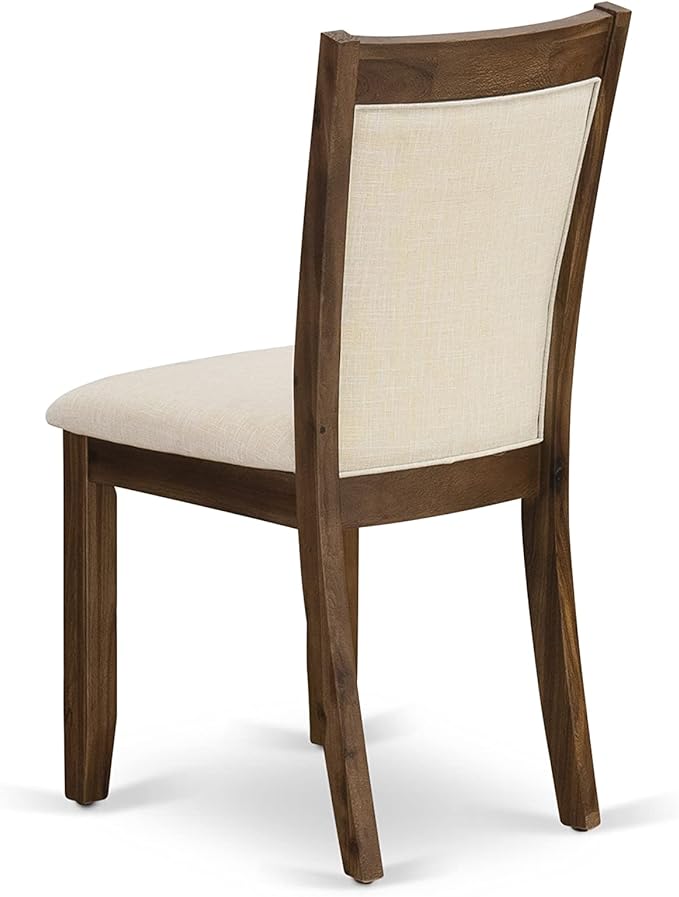 East West Furniture X777MZN32-5 5 Piece Kitchen Table & Chairs Set Includes a Rectangle Dining Room Table with X-Legs and 4 Light Beige Linen Fabric Parsons Chairs, 40x72 Inch, Multi-Color