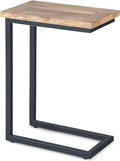 SIMPLIHOME Skyler 18-inch Wide Solid Mango/Metal Industrial C-Shaped End Table in Natural/Charcoal for Living Room, Office, or Bedroom, Assembled