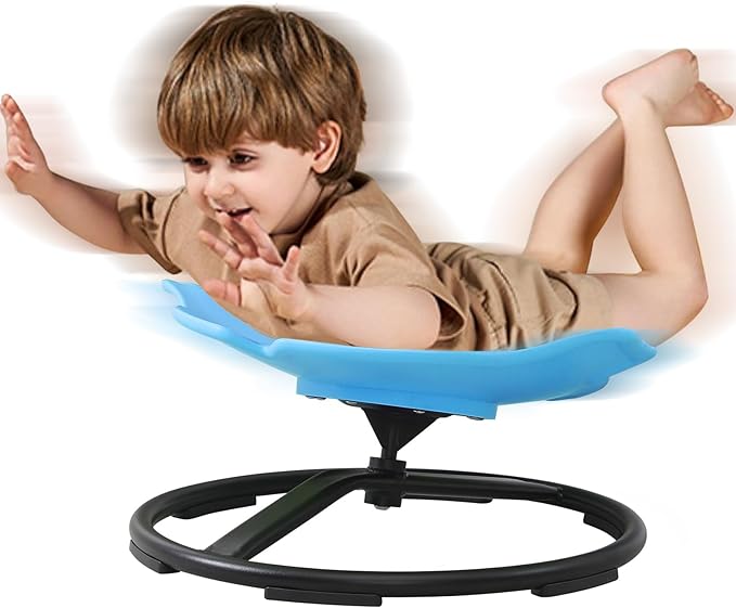 Sensory Spinning Chair for Kids with Autism, Fish-Shaped 360° Swivel Seat, Toddler Sit and Spin ADHD Chair for Autistic Children 3+, Sensory Room Must Haves, Improves Balance & Motion Relief (Blue)