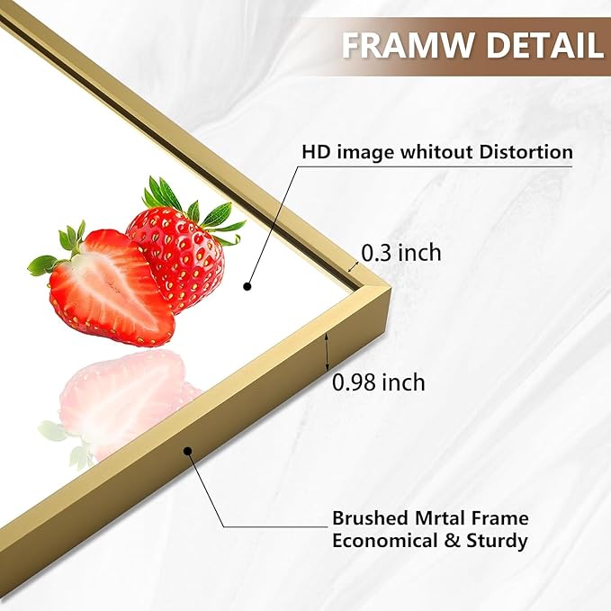 Gold Bathroom Mirror, 16"x24" Rectangle Mirror, Brushed Gold Mirror, Metal Frame Square Corner Vanity Mirror, Wall Mounted Mirror for Modern, Living Room, Bedroom, Horizontal Or Vertical
