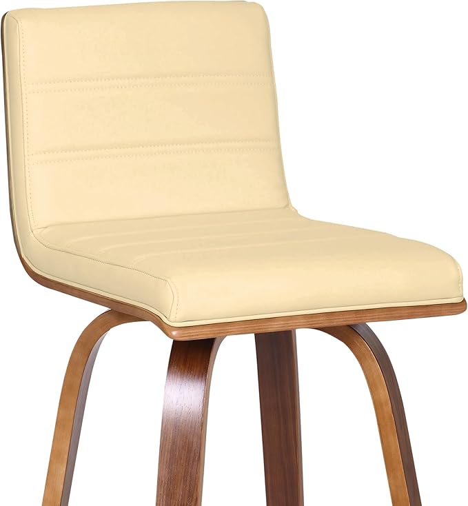 Vienna 30" Swivel Bar Stool in Walnut Wood Finish with Cream Faux Leather - Set of 2