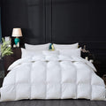 Luxurious Goose Down Feather Fiber Comforter Duvet Insert, Plain Solid Design,White 108 x 98 , Premium Baffle Box 100% Egyptian Cotton, 75 oz Fill Weight,Oversize Cal King