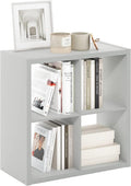 Furinno Cubicle Open Back Decorative Cube Storage Organizer, 4-Cube, Light Grey