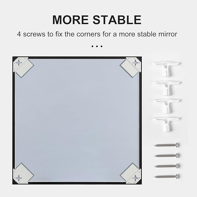 30x36 Inch Black Mirror with Beveled Trim, Aluminum Frame Bathroom Vanity Mirror, Copper-Free Mirror, Rectangle Wall Mounted Mirror, Modern Rectangular Mirror Horizontal or Vertical