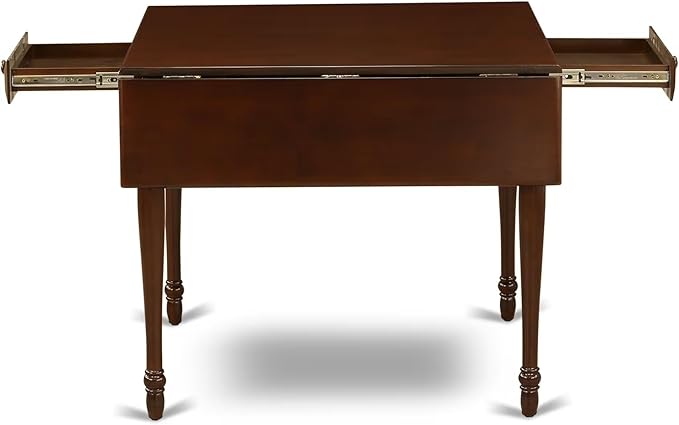 East West Furniture MZCL5-MAH-C 5 Piece Kitchen Table & Chairs Set Includes a Rectangle Dining Room Table with Dropleaf and 4 Linen Fabric Upholstered Chairs, 36x54 Inch, Mahogany