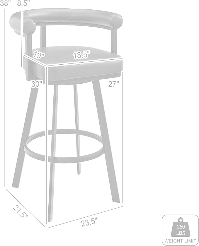 Armen Living Magnolia Swivel Bar Stool in Brushed Stainless Steel with White Faux Leather