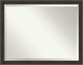 Amanti Art Brown Bathroom Mirror for Over Sink, 34x44 Shipwreck Greywash Narrow Rectangle Vanity Mirror, X-Large Traditional Frame, Hangs Horizonally and Vertically, Bathroom Wall Decor, Beveled Edge