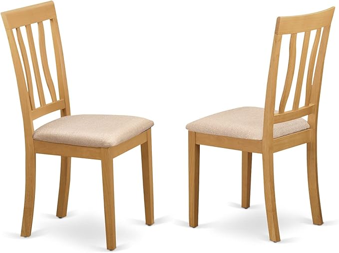 East West Furniture NDAN5-OAK-C 5 Piece Dining Room Table Set Includes a Rectangle Kitchen Table with Dropleaf and 4 Linen Fabric Upholstered Dining Chairs, 30x48 Inch, Oak