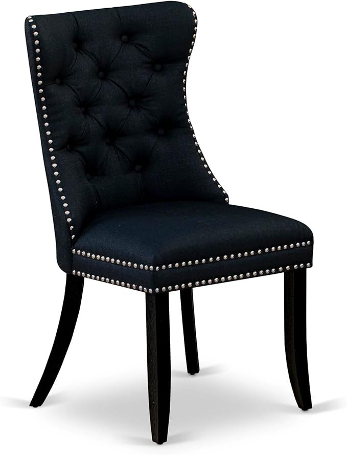 East West Furniture LGDA5-BLK-24 5 Piece Kitchen Table Set Contains a Rectangle Dining Table with Butterfly Leaf and 4 Polyester Fabric Upholstered Chairs, 42x84 Inch, Black